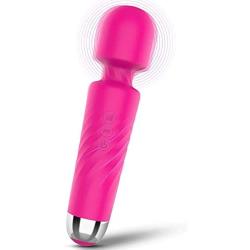 NiuNiu Premium Personal Wand Massager with 20 Vibrations & 7 Speeds, Whisper Quite - Magnetic USB Rechargeable & Waterproof- Perfect for Muscle Tension, Back, Neck Relief, Soreness, Recovery - Pink