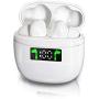 Bluetooth 5.2 True Wireless Earbuds Headphone with Led Display Charging Case Waterproof Earbuds 40 Hours Playtime Built-in Microphone Earbuds HiFi Premium Sound with Noise Cancelling for Sport,White