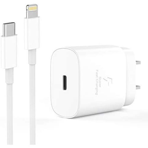 Fast PD Charger Compatible with iPhone 11 Pro Xs Max XR X 10 8 Plus iPad Pro [ iPhone 7 6 6s Plus 5S ], 18W PD Wall Charger Adapter with 5.0FT USB Type C toLightning Cable