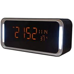 Portable Bluetooth Speaker, Radio Clock, with 2x6W Acoustic Drivers, 7-Inch LED Display, Night Light, Dual Alarm Clock, Slots for Micro SD Card & USB & AUX-in, for Smart Phone Tablet MP3 PC(Upgraded)