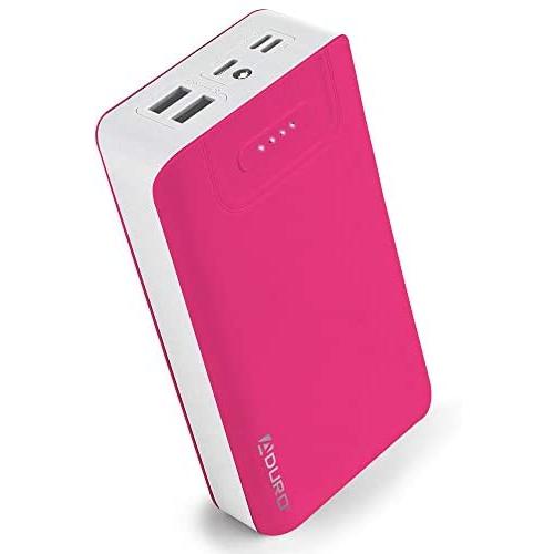 Aduro Portable Charger Power Bank 30,000mAh External Battery Pack Phone Charger for Cell Phones with Dual USB Ports for iPhone, iPad, Samsung Galaxy, Android, and USB Devices (Pink/White)