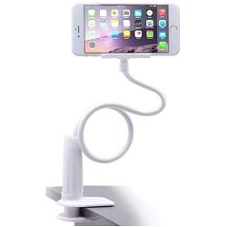 Cell Phone Clip on Stand Holder - with Grip Flexible Long Arm Gooseneck Bracket Mount Clamp for iPhone X/8/7/6/6s Plus Samsung S8/S7, Used for Bed, Desktop (White)