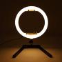 Qiilu 13In 100-240V Portable LED Ring Lamp, 3200K-5600K Dimmable Fill Light Photography Phone Clip Kit (US Plug)
