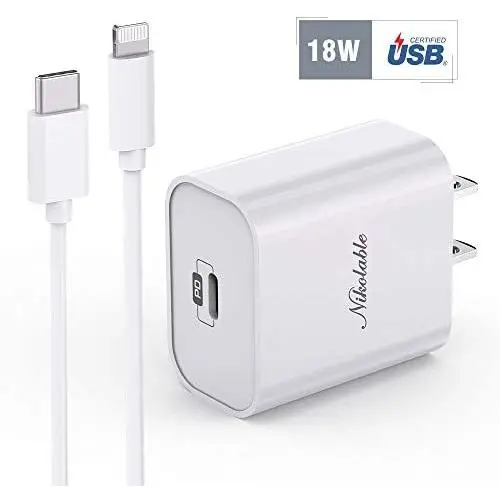 iPhone Fast Charger - Nikolable 18W PD Wall Charger MFi Certified 6FT USB C to Lightning Cable, Power Delivery Adapter Support Quick Charging for iPhone 11 Pro Max XR XS X 8 Plus iPad Pro iPhone Fast Charger - Nikolable 18W PD Wall Charger MFi Certified 6FT USB C to Lightning Cable, Power Delivery Adapter Support Quick Charging for iPhone 11 Pro Max XR XS X 8 Plus iPad Pro