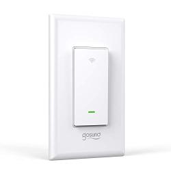 Smart Light Switch, Gosund 2.4Ghz WiFi Light Switch Works with Alexa, Google Assistant, Remote Control/Voice Control and Schedule, Neutral Wire Required, Single-Pole, No Hub Required
