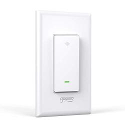 Smart Light Switch, Gosund 2.4Ghz WiFi Light Switch Works with Alexa, Google Assistant, Remote Control/Voice Control and Schedule, Neutral Wire Required, Single-Pole, No Hub Required