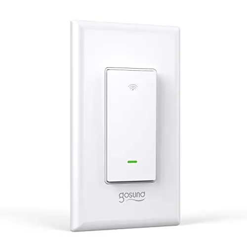 Smart Light Switch, Gosund 2.4Ghz WiFi Light Switch Works with Alexa, Google Assistant, Remote Control/Voice Control and Schedule, Neutral Wire Required, Single-Pole, No Hub Required