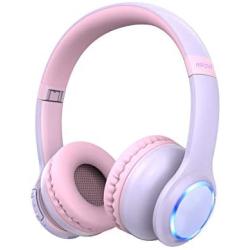 Mpow CH9 Kids Bluetooth Headphones with Microphone & LED Light, Bluetooth 5.0, 15Hours Playing Wireless Foldable Headset w/Mic, Volume Limited 85dB-95dB for PC/Cellphone/TV/School