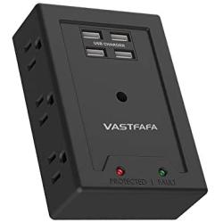 VASTFAFA Multi Outlet Wall Adapter6,AC Outlets Surge Protector with USB,Reliable Power Strip Extension - Mountable Grounded Surge Protector, Portable Outlet Extender for TV Computer Laptops Smartphone