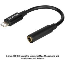 Female 3.5mm TRRS to Lightning Adapter Cable, Saramonic SR-C2002 3.5mm to Apple MFi Certified Lightning Microphone Cable Compatible with iPhone, iPad Smartphones and Tablets(6cm)