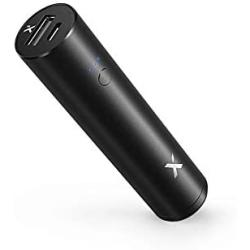 Lipstick Portable Charger 3350mAh Xcentz, Compact External Battery Premium Aluminum with Flashlight Pocket Power Bank Phone Charger for iPhone 11, 11 Pro, Xs, X, 8, Android Smartphone(Black)