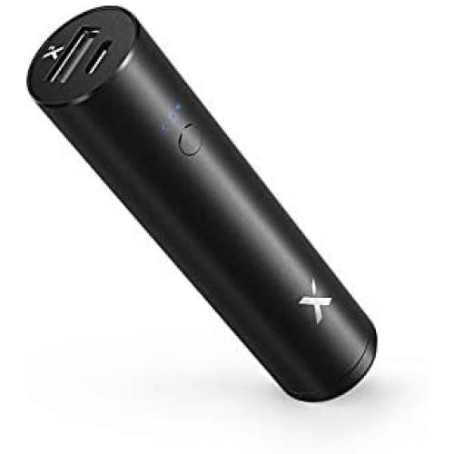 Lipstick Portable Charger 3350mAh Xcentz, Compact External Battery Premium Aluminum with Flashlight Pocket Power Bank Phone Charger for iPhone 11, 11 Pro, Xs, X, 8, Android Smartphone(Black)