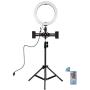 Selfie Ring Light with Tripod Stand with Phone Holder for, Live Stream,Self-Portrait Shooting (Black,1 X Fill Light+ 1 X Mobile Phone Clip + 1 X Remote Control +1 X Tripod, 10.2in)