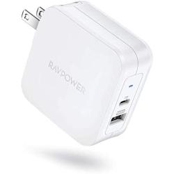 USB C Charger RAVPower 61W PD 3.0 Wall Charger Power Delivery Type C Fast Charger 2 Port Portable Charger for MacBook Pro Dell XPS iPad Pro iPhone 11 Pro Max Pixel 2 XL 3XL Galaxy S10 Nintendo Switch