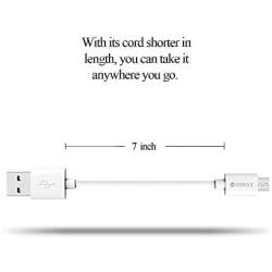 ZiBay 7-Inch Micro USB Sync Cable for Samsung, HTC, Motorola, Nokia, Android, and More (5 Pack) (White)