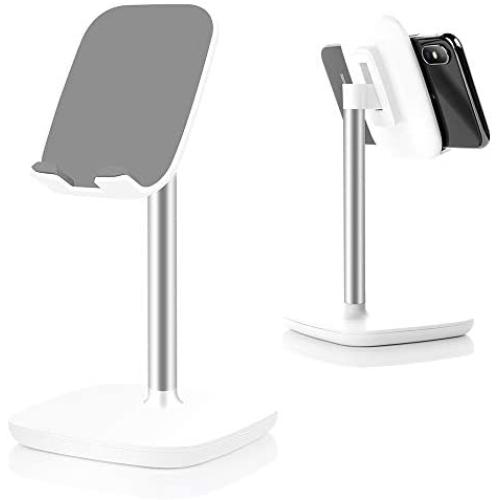 Cell Phone Stand,Adjustable Cell Phone Stand Holder and Desktop Stand Compatible for All Android All iPhone Samsung Phone Tablet Smartphone Stand Convenient Charging (White)