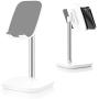 Cell Phone Stand,Adjustable Cell Phone Stand Holder and Desktop Stand Compatible for All Android All iPhone Samsung Phone Tablet Smartphone Stand Convenient Charging (White)