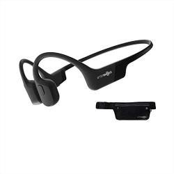 AfterShokz Aeropex Open-Ear Wireless Bone Conduction Headphones with Sport Belt, Cosmic Black, 2.3