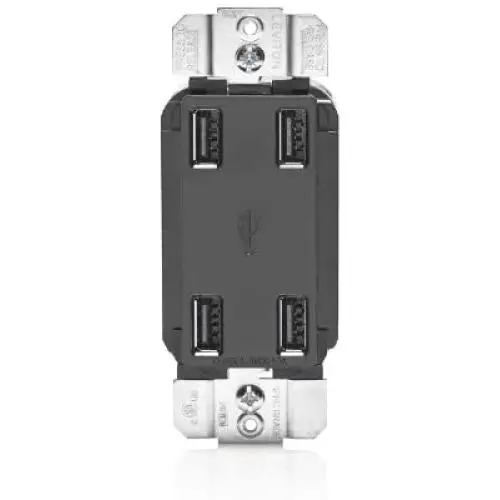 Leviton USB4P-E 4.2-Amp High Speed 4-Port USB Charger, Black Leviton USB4P-E 4.2-Amp High Speed 4-Port USB Charger, Black