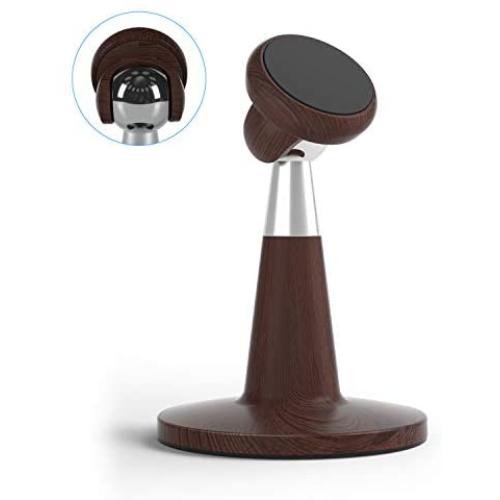 Magnetic Cell Phone Stand for Desk, SUPERONE Desktop Phone Holder Compatible with iPhone 11 Pro Xs Xs Max Xr X 8 7 6, Samsung, Google Pixel and More (Wood Grain)