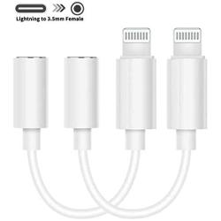 Lighting to 3.5 mm Headphone Jack Adapter, Sobrilli Aux Audio Earphones Cable Support iOS 13, Compatible with iPhone 11/iPhone X/8 Plus/iPhone 7/7 Plus/iPad (2 Pack)