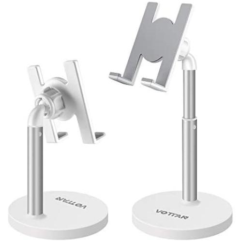 Cell Phone Stand Desktop Phone Stand Adjustable Sturdy Aluminum Metal Phone Holder Cradle Dock, Compatible with Phone 11 Pro Xs Max Xr X 8, iPad, Kindle, Tablet (Silver)