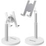 Cell Phone Stand Desktop Phone Stand Adjustable Sturdy Aluminum Metal Phone Holder Cradle Dock, Compatible with Phone 11 Pro Xs Max Xr X 8, iPad, Kindle, Tablet (Silver)