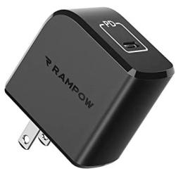 USB C Charger, RAMPOW 61W PD Charger [GaN Tech] Type C Power Delivery Wall Charger, Fast Charging Foldable adapter for MacBook Pro Air, Dell XPS 13, HP Spectre, iPad Pro, iPhone SE 11 Pro Max and More