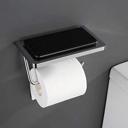 LAER Toilet Paper Holder Bathroom Accessories Tissue Roll Holder with Phone Storage Rack Polished Chrome (Chrome)