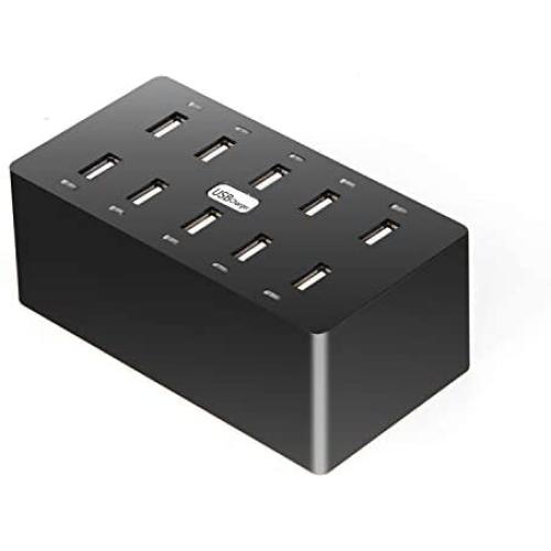 10 Ports Wall Charger,60W 10-Port [UL Certified] Family-Sized Desktop USB Rapid Charger,Multiple Charging Station,Compatible with Smartphones and Other USB Charging Devices