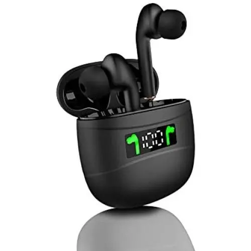 Bluetooth 5.2 True Wireless Earbuds Headphone with Led Display Charging Case Waterproof Earbuds 40 Hours Playtime Built-in Microphone Earbuds HiFi Premium Sound with Noise Cancelling for Sport,Black