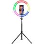 LED RGB Ring Light kit, 10 inch Ring Light, with Tripod Stand, Mobile Phone Stand with Adjustable Temperature Lighting, Used for Camera/Selfie/TikTok/Makeup/Video Shooting (Upgraded Version)