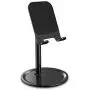 Cell Phone Stand Holder for Desk - FLOVEME Phone Holder Stand for Desktop Adjustable Angle Compatible for iPhone 11 Pro Max, Tablet, Android Smartphone, Aluminum Metal, Black Color, 4-7.9inch