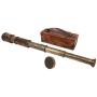 Brass Nautical - Antique Working Telescope/Spyglass Replica in Leather Box, with Glass Optics, Extendable to 14 inches, Made of Pure Brass, Decorative Kids Scope