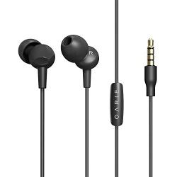 in Ear Headphones, Wired Noise Isolation Earbuds with Microphone and in-line Remote Control, Earphones in Fashion Color Compatible with iPhone iPad Android Smartphones(Black)