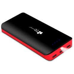 EC Technology Portable Charger 22400mAh Power Bank Ultra High Capacity 3 USB Output External Battery Pack with Auto IC and LED Flashlight for Smartphone, Black & Red