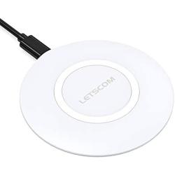 LETSCOM Ultra Slim Wireless Charger,Qi-Certified 15W Max Fast Wireless Charging Pad,Compatible with iPhone 11/11 Pro Max/XS Max/XR/XS/X/8/8+,Galaxy Note 10/Note 10+/S10/S10+/S10E (No AC Adapter)