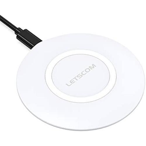 LETSCOM Ultra Slim Wireless Charger,Qi-Certified 15W Max Fast Wireless Charging Pad,Compatible with iPhone 11/11 Pro Max/XS Max/XR/XS/X/8/8+,Galaxy Note 10/Note 10+/S10/S10+/S10E (No AC Adapter)