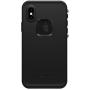 Lifeproof FRĒ Series Waterproof Case for iPhone Xs (ONLY) with Cleaning Cloth - Retail Packaging - Asphalt (Black/Dark Grey)