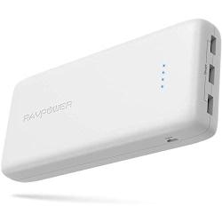 Portable Charger 32000mAh RAVPower Power Bank 3-Port Battery Pack Total 6A External Battery Phone Charger Compatible with iPhone 11 Pro Max SE XS iPad Pro Samsung Galaxy S20 Note10 Pixel (White)