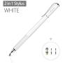 Mixoo Stylus Pens for Touch Screens - Disc & Fiber Tip 2 in 1 High Sensitivity Universal Stylus for iPad, iPhone, Tablets and Other Capacitive Touch Screens (White)