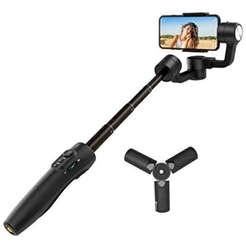 FeiyuTech Vimble 2S 3-Axis Handheld Gimbal Stabilizer Extendable Selfie Stick Bluetooth Remote for iPhone 11 XR XS Smartphone up to 6.2", Feiyu ON APP Controls for Time-Lapse, Tracking, Auto Panoramas