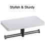 CRO DECOR Double Roll Toilet Paper Holder with Shelf, Bathroom Tissue Paper Roll Holder with Mobile Phone Storage 2 Rolls, White