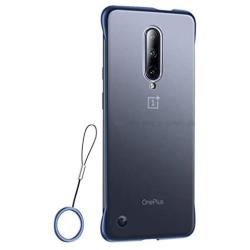 Compatible with Oneplus 7 pro Case,ASONRL Clear Frameless Matte Hard PC Slim Shock Absorption TPU Bumper with Non-Slip Surface Rope Pull Ring Case (Blue)