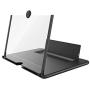 Screen Magnifier for Cell Phone, Foldable Phone Stand Accessories with Screen Amplifier, 12" HD Mobile Phone Magnifier 3D Projector Screen for Movie Video Live Broadcast, Fits All Phones (Black)