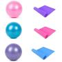 Ayunjia 5 Pcs Yoga Equipment Set EVA Exercise Ball Workout Brick Bolster Stretch Belt Aid Gym Pilates Training Body Shaping Fitness Equipment (Purple)