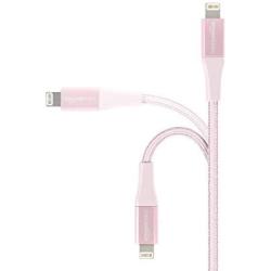 AmazonBasics Double Braided Nylon Lightning to USB Cable, Advanced Collection, MFi Certified Apple iPhone Charger, Rose Gold, 3 Foot