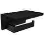 OKF Toilet Paper Holder with Phone Shelf, Toilet Roll Holder, Wall Mounted Bathroom Tissue Holder, Stainless Steel Tissue Roll Dispenser Storage, Black