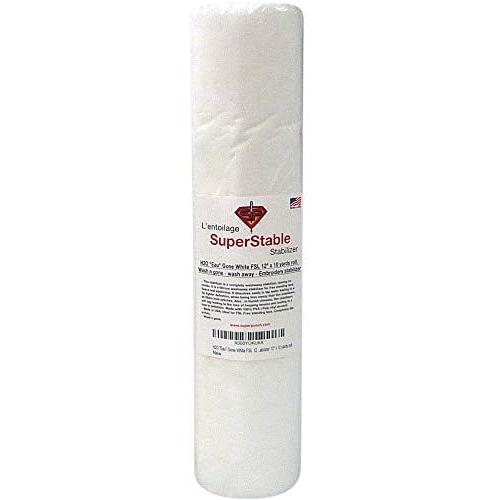 H2O Eau Gone White FSL 12 inch x 10 Yard Roll. Wash n Gone - Wash Away - SuperStable Embroidery Stabilizer Backing