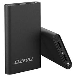 Power Bank 10000mAh Flashlight 2 Ports USB Portable Charger Quick Charge Cellphone Tablet DV Bluetooth Player (Black ABS)